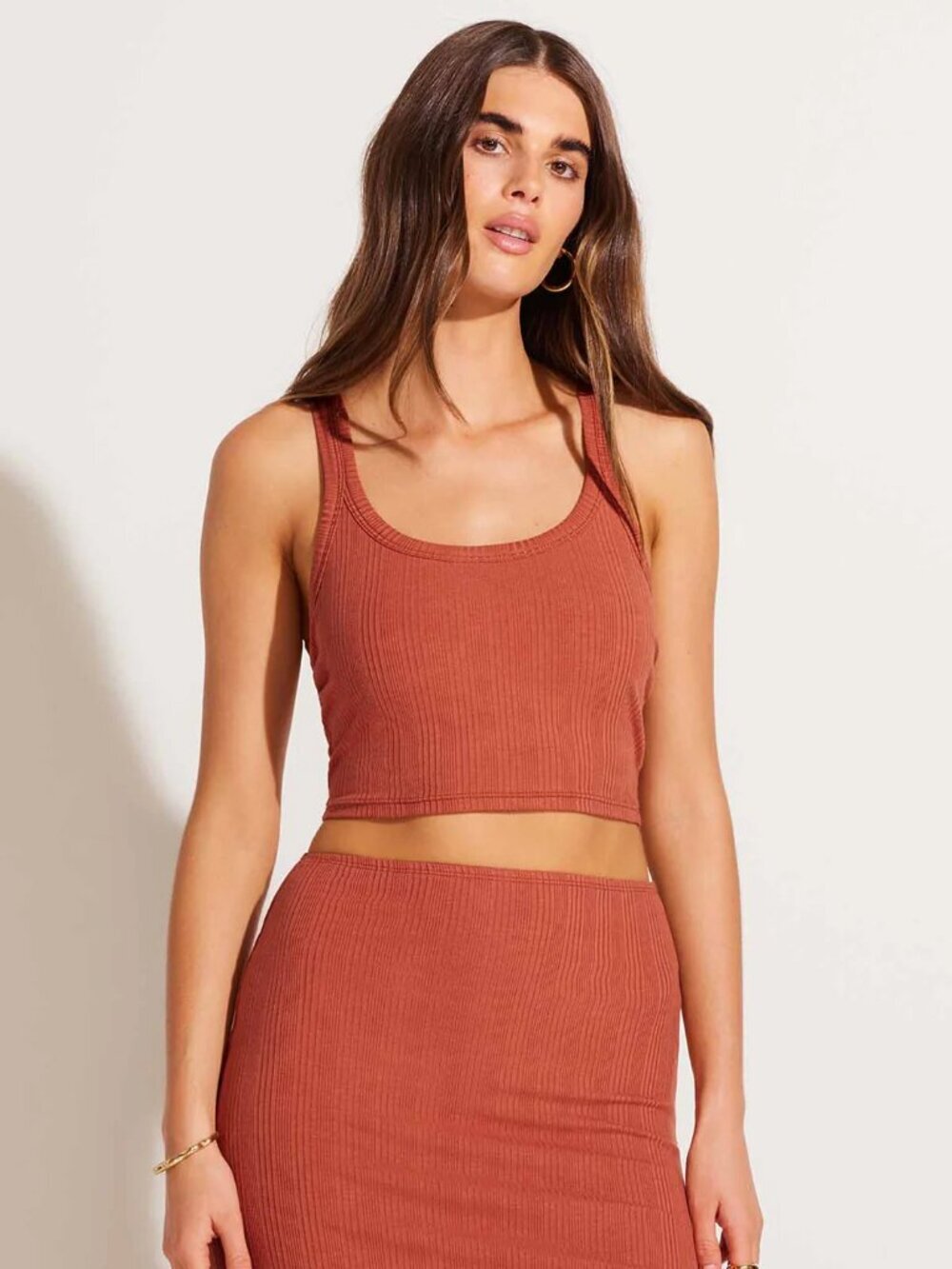 New Vitamin A Thalia Terracotta Organic Rib Crop Top XS NWT